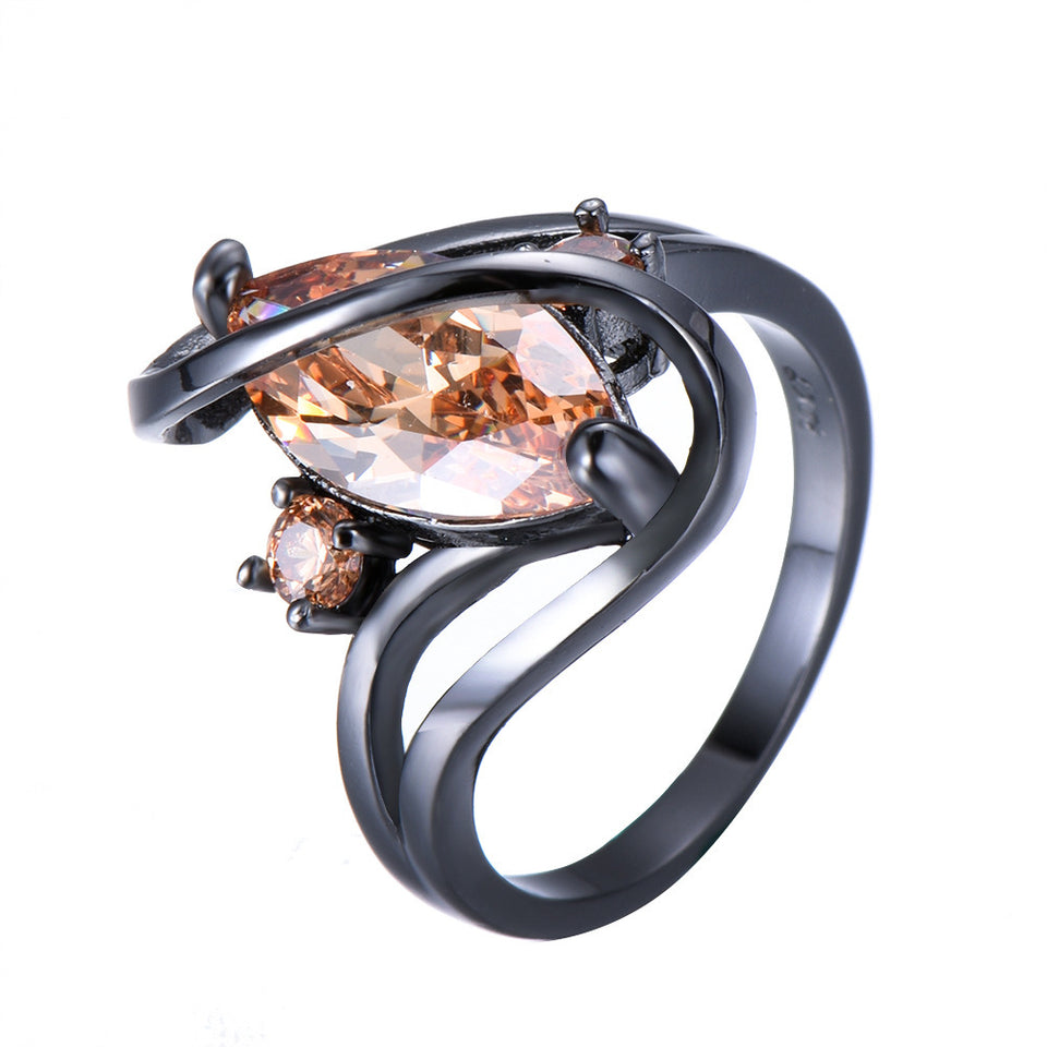 Black Gold S Shaped Zircon High End Diamond Ring For Men