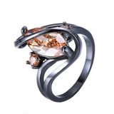 Black Gold S Shaped Zircon High End Diamond Ring For Men